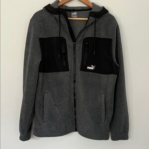 Puma Men's Charcoal and Black Zip-Up Sweater